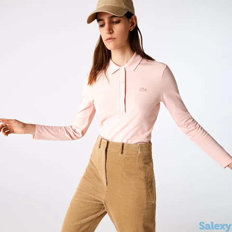 Женская приталенная рубашка-поло lacoste из эластичного хлопка, фотография 1