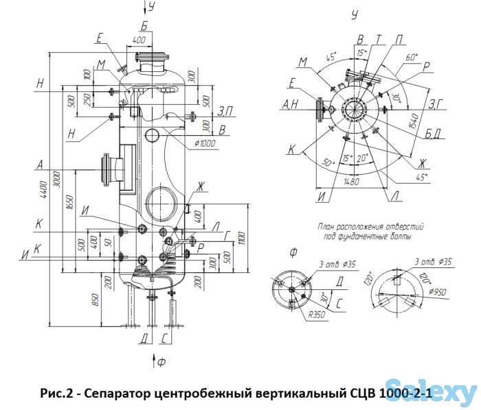Сепаратор центробежный вертикальный СЦВ с условным давлением от 1,6 МПа, фотография 2