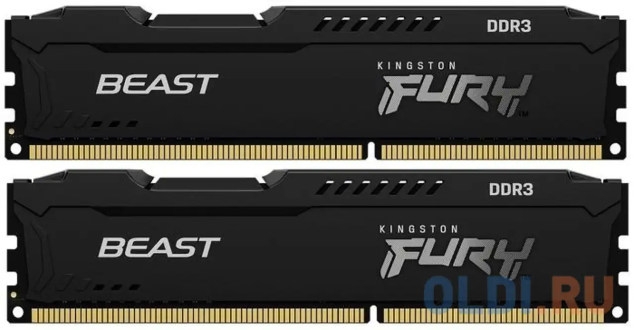 Оперативная память для компьютера kingston fury beast black dimm 8gb ddr3 1600mhz, фотография 1