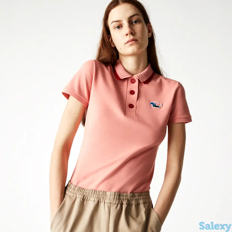 Женская рубашка поло lacoste slim fit crocodiles из органического хлопка, фотография 1