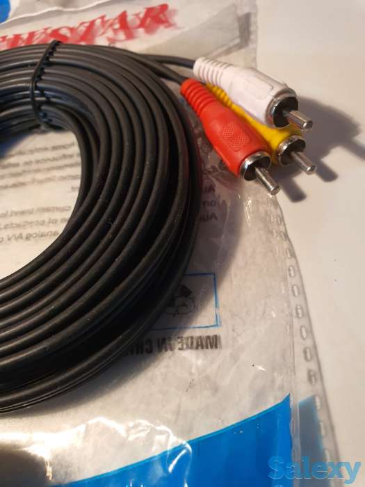 Кабель шнур три 3 тюльпана 3 RCA M/M, 3 метра для DVD ДВД аудио и тд, фотография 3