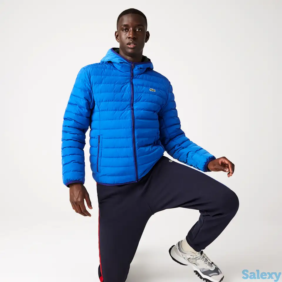 Легкий мужской водостойкий пуховик lacoste со складным капюшоном, фотография 1