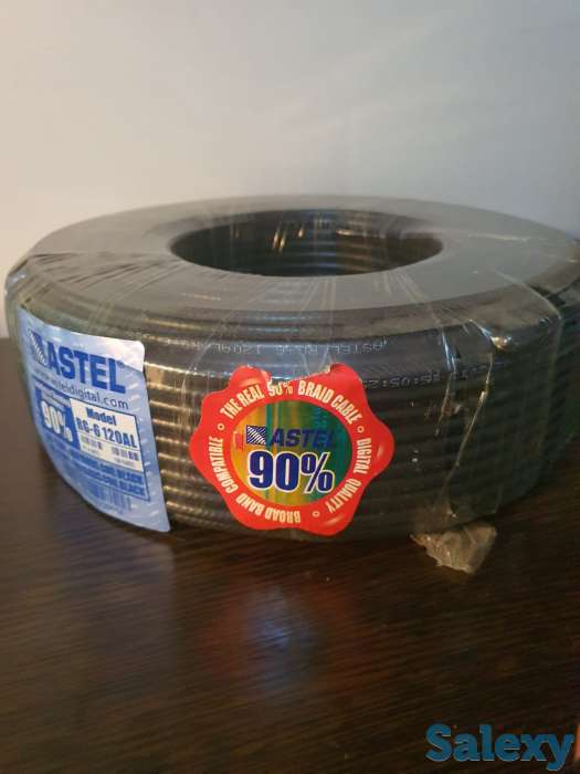 Кабель телевизионный для телевидения провод шнур RG-6, 92м черный, фотография 4