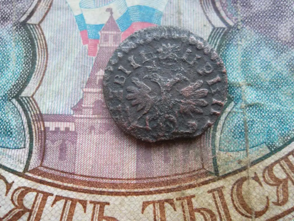 Денга 1713 года R3 Пётр 1 Повелитель, фотография 2
