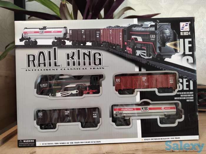 Железная дорога. Поезд + 3 вагона (на батарейках), фотография 4