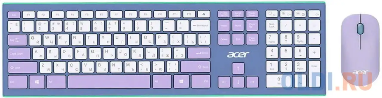 Клавиатура + мышь acer occ200 клав:зелёный/фиолетовый мышь:зелёный/фиолетовый usb беспроводная slim , фотография 1