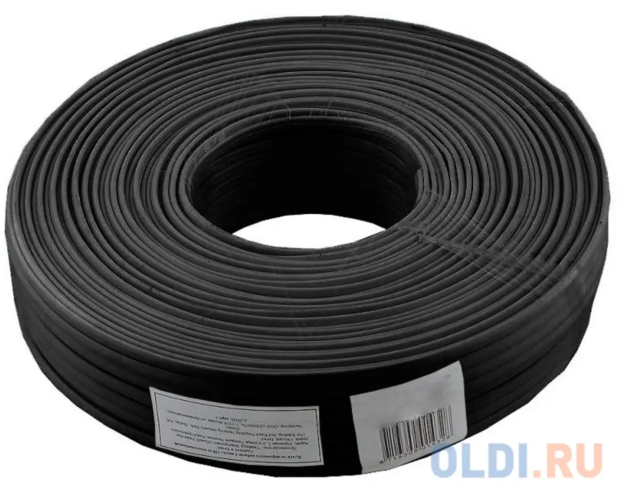 Кабель телефонный 4 жилы плоский многожильный 2 пары 100м черный, фотография 1
