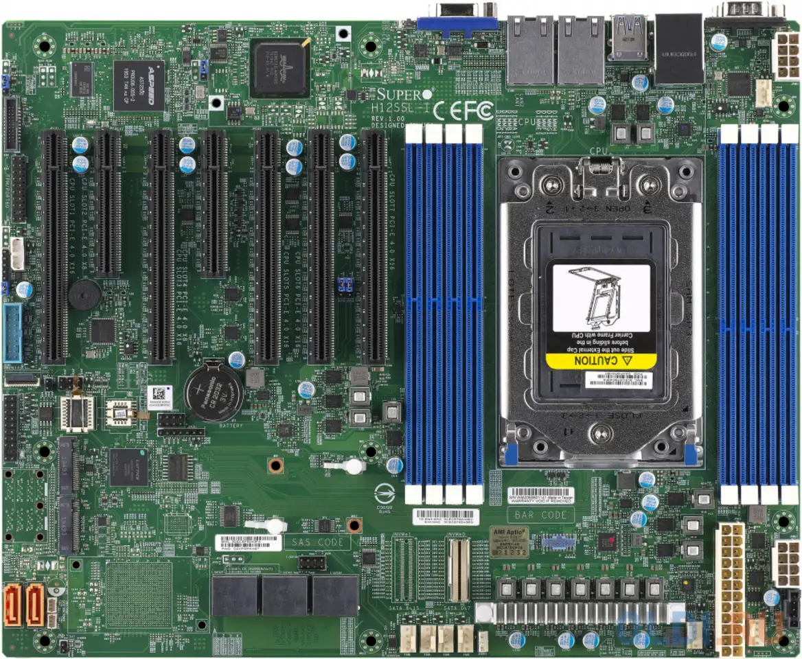 Материнская плата supermicro mbd-h12ssl-i-b intelligent platform management interface, single amd ep, фотография 1