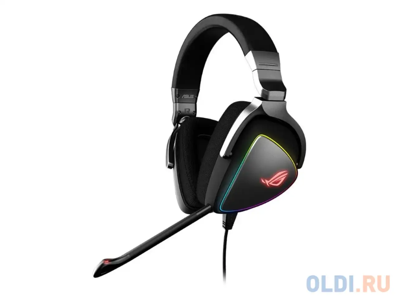 Игровая гарнитура asus rog delta черные (usb type-c + a, rgb, фотография 1