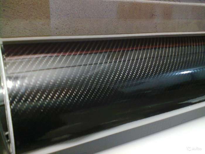 2D лакированный карбон черный, автопленка, фотография 1