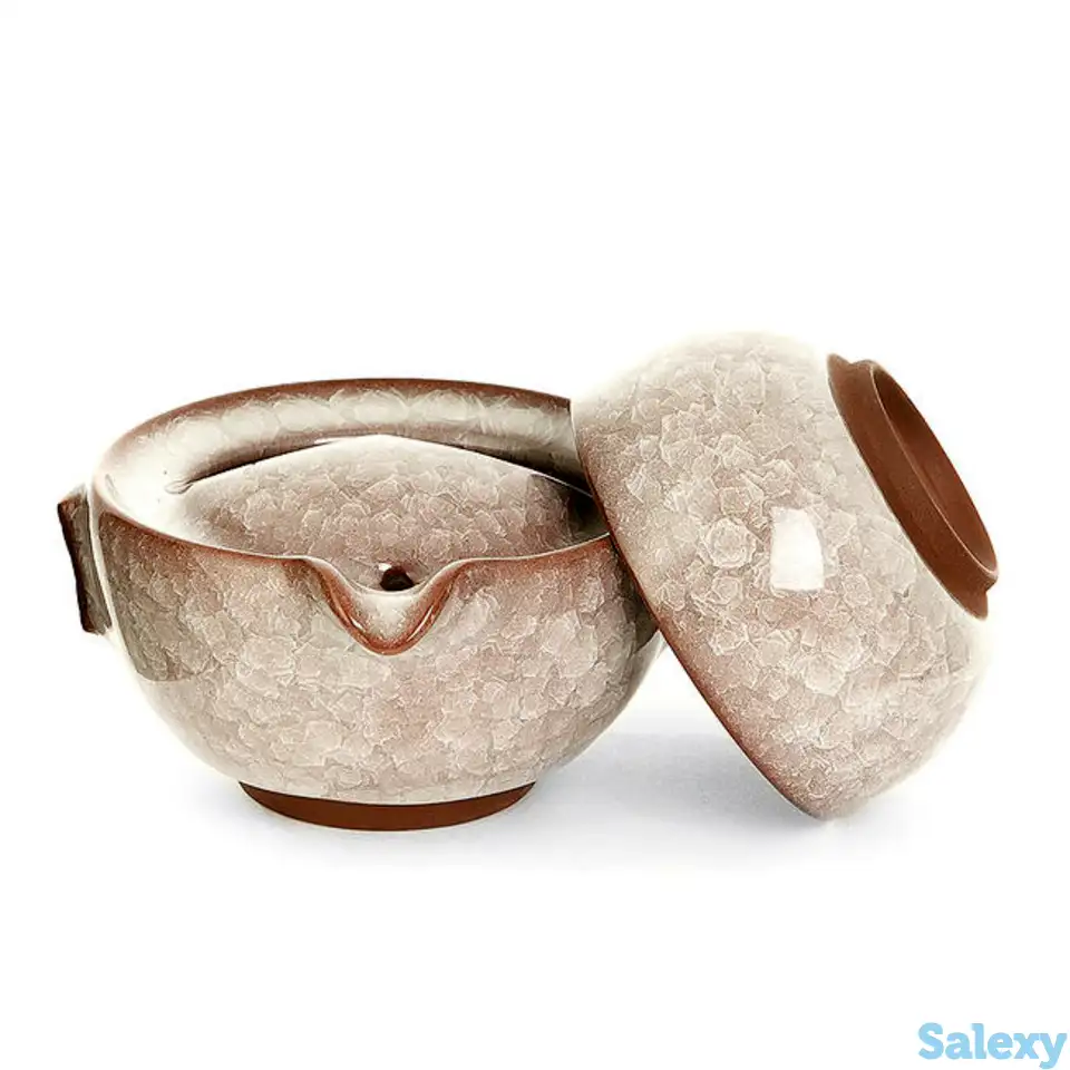 Гайвань с пиалой, колотый лед (бежевая), 100 мл, фотография 1