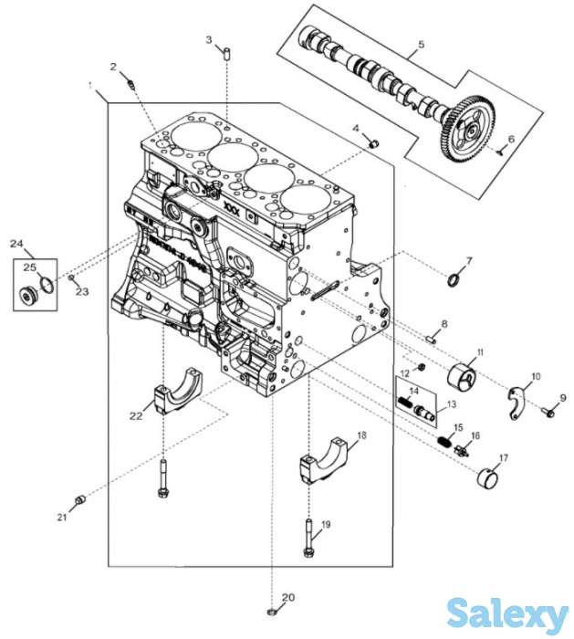 Блок двигателя (пустой, а также в сборе) на экскаватор-погрузчик Hidromek 102B (с двигателем Perkins), фотография 1