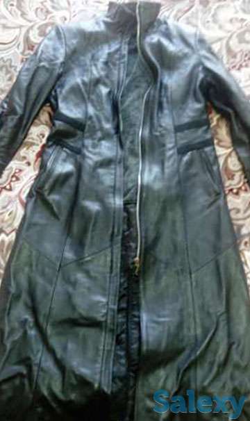 Продам кожаный чёрный плащ, фотография 1