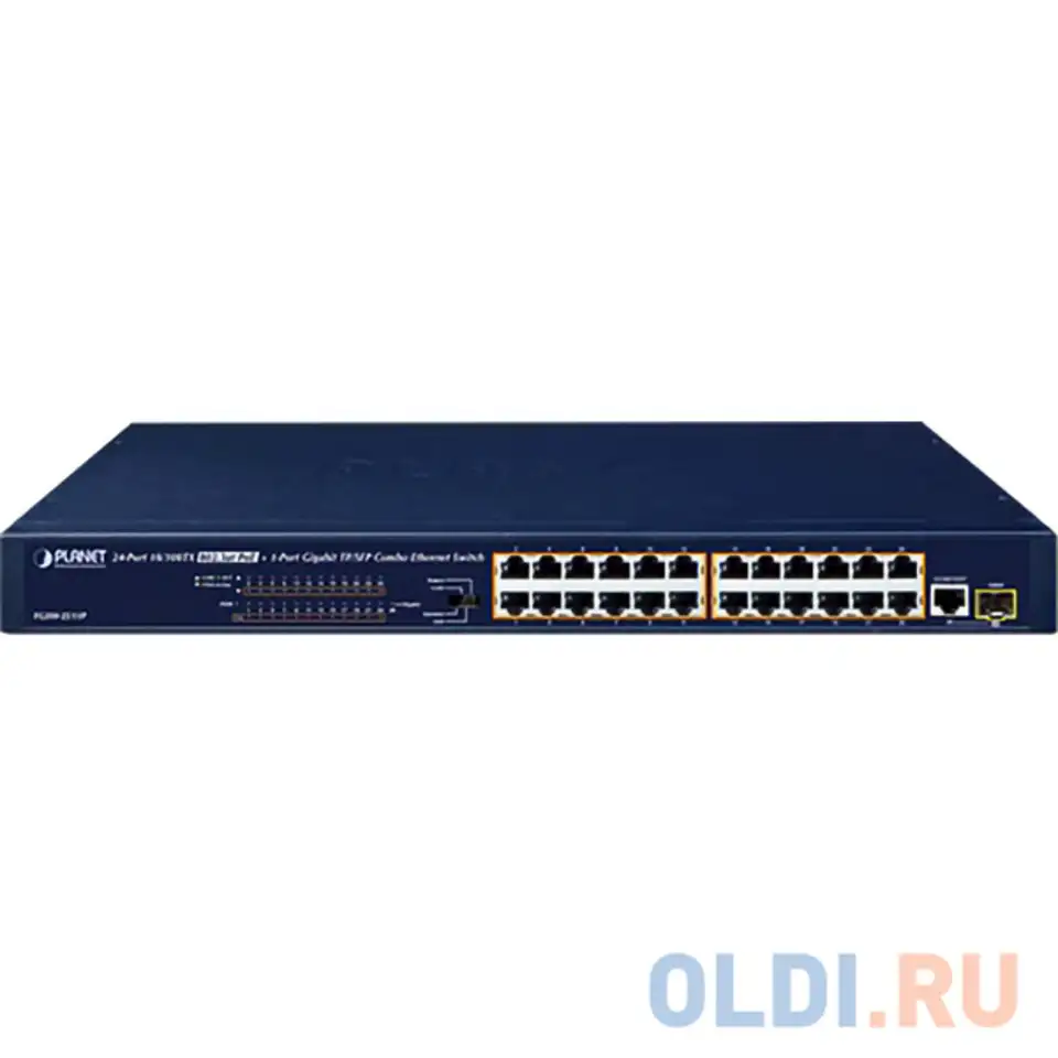 Коммутатор/ planet fgsw-2511p 24-port 10/100tx 802.3at poe + 1-port gigabit tp/sfp, фотография 1