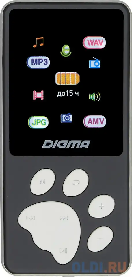 1132617 плеер hi-fi flash digma s4 8gb черный/серый/1.8
