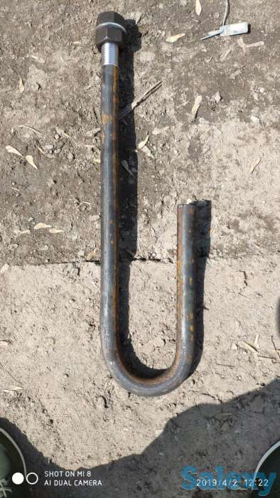 М36*1400 с загибом болт фундаментный с гайками и шайбами, фотография 1