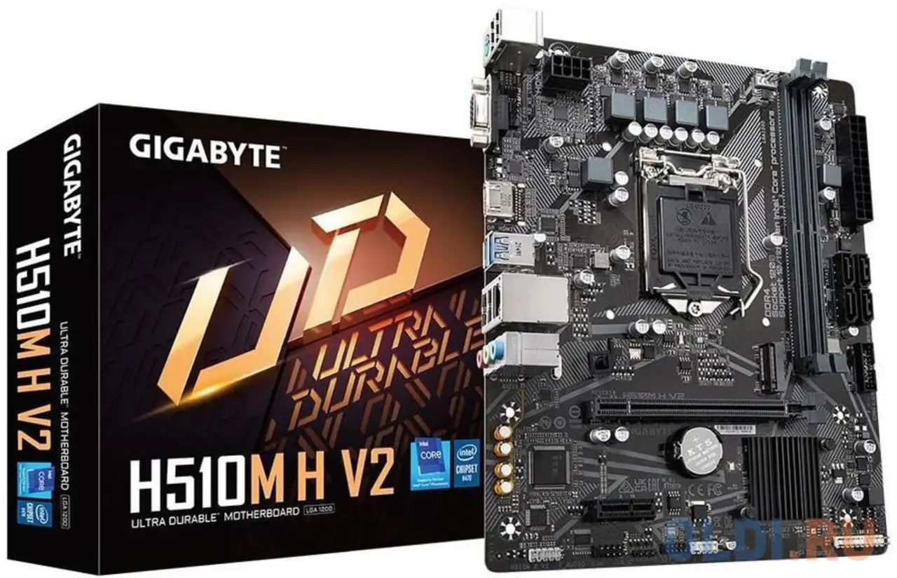 Материнская плата gigabyte h510m h v2 (socket1200/matx/h470/2xddr4/hdmi/vga) (h510m h v2), фотография 1