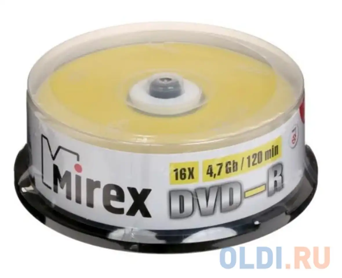 Диск dvd-r mirex 4.7 gb, 16x, cake box (25), (25/300), фотография 1