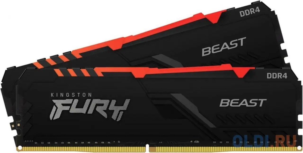 Оперативная память для компьютера kingston fury beast rgb dimm 32gb ddr4, фотография 1