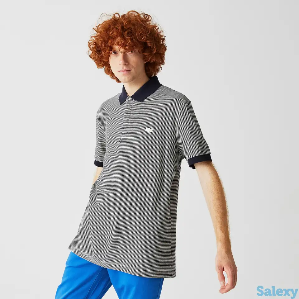 Мужское поло lacoste  regular fit из хлопка и льна, фотография 1