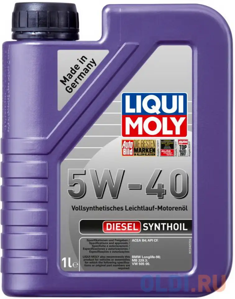 1340 liquimoly синт. мот.масло diesel synthoil 5w-40 cf a3/b4 (1л), фотография 1