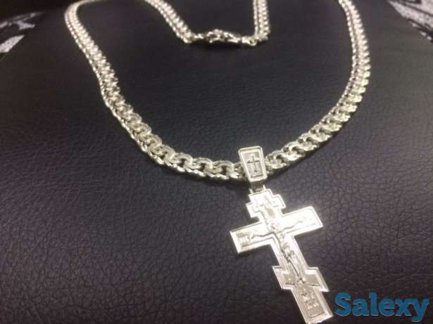 Цепочка крестик серебро золото, фотография 1