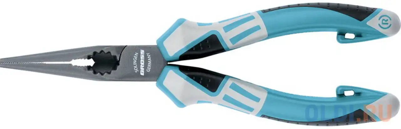 Длинногубцы прямые 170 мм, трехкомпонентные рукоятки// gross, фотография 1