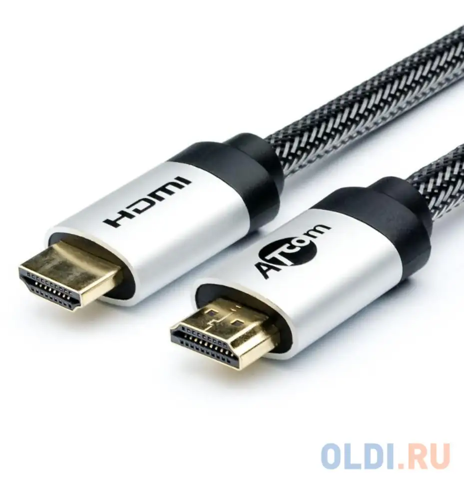 Кабель hdmi 3м atcom at3782 круглый черный/серый, фотография 1
