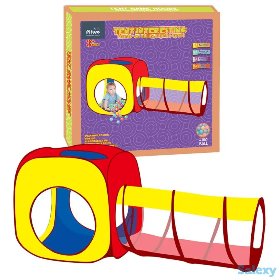 Pituso: Дом + 100 шаров Квадрат+туннель,180*70*70 см, фотография 1