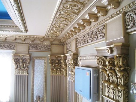 декоративная роспись по гипсу,  декорирование лепнин, фотография 1