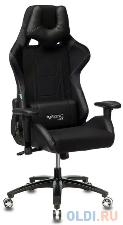 Кресло игровое бюрократ viking 4 aero black edition черный искусст.кожа/ткань, фотография 1