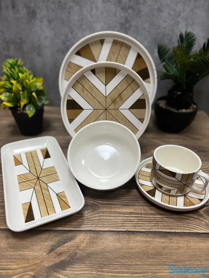 Белый чайно-столовый сервиз с карамельным орнаментом Vassila, фотография 3