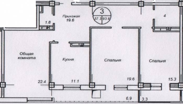 Трех комнатная квартира в новом жилом комплексе , фотография 1