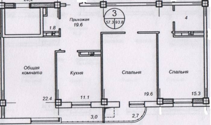 Трех комнатная квартира в новом жилом комплексе , фотография 2