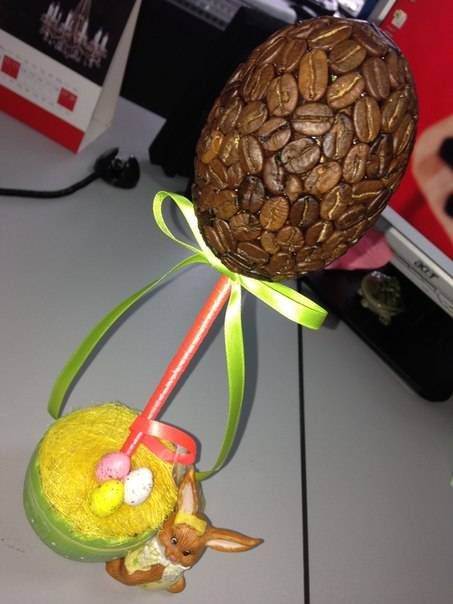 Топиарий из кофейных зерен сердце шар елочка на заказ ручной работы, фотография 7