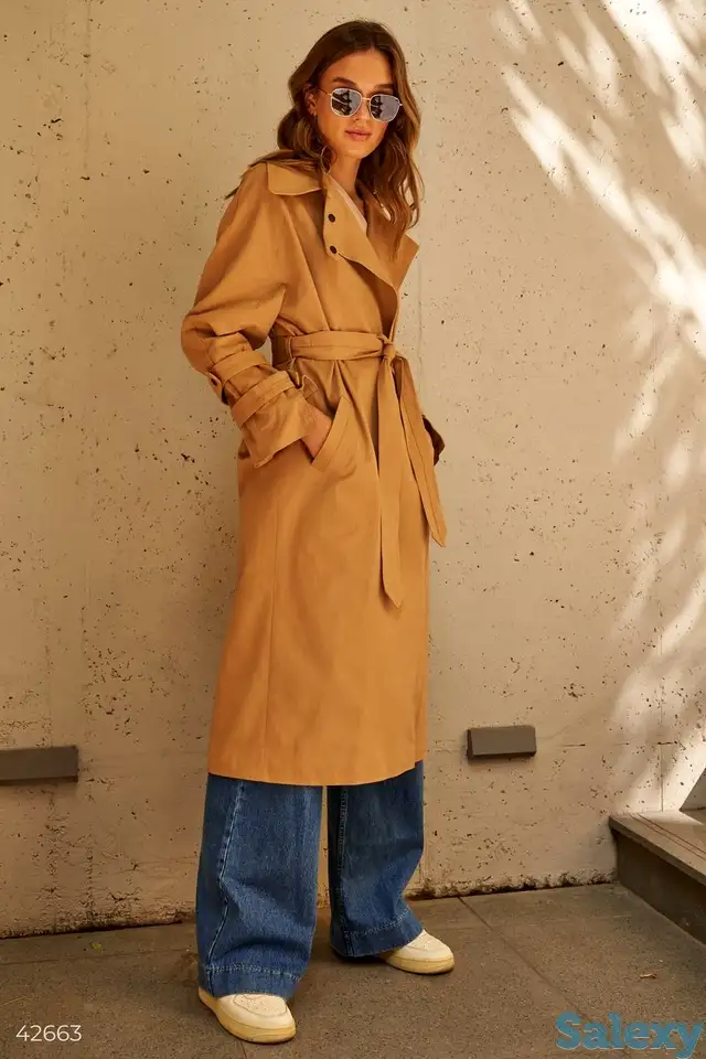 Тренч объемный с поясом, фотография 1