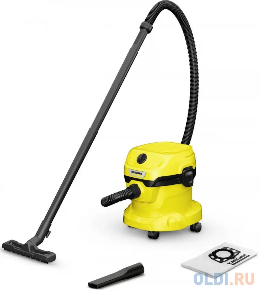 Промышленный пылесос karcher wd 2 plus v-12/4/18 сухая влажная уборка жёлтый, фотография 1