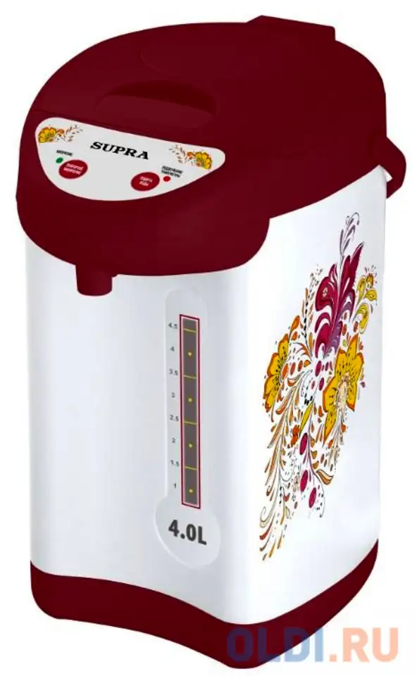 Термопот supra tps-4901 4л. 800вт красный/белый, фотография 1