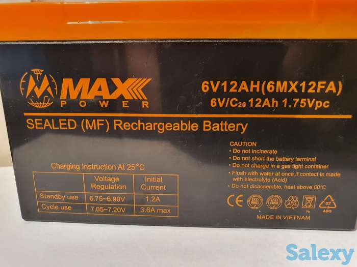 Аккумулятор 6V 12Ah на детские машинки, весы и т.д. Вьетнам свежие, фотография 3
