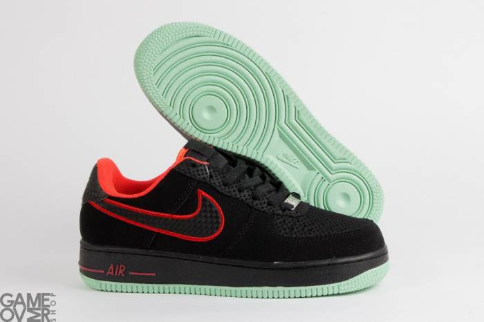 Nike Air Force 1 black/red/green sole, фотография 2