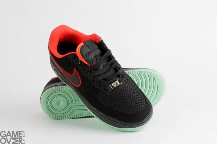Nike Air Force 1 black/red/green sole, фотография 4