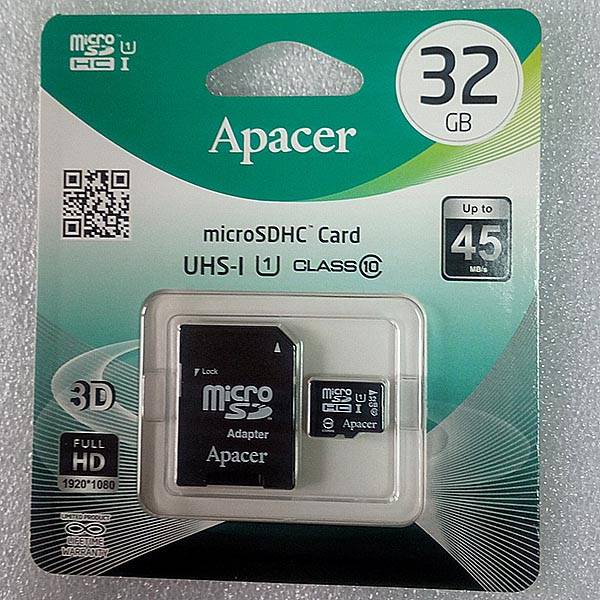 APACER MicroSDHC 32GB Class 10+MicroSD to SD Adapter, фотография 1