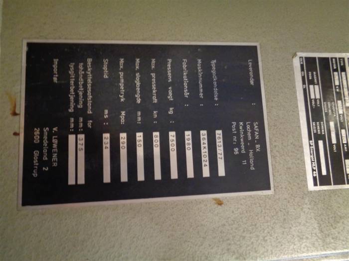 Б/у гидравлический листогибочный пресс SAFAN с ЧПУ, фотография 3