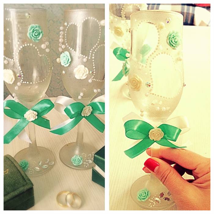 Свадебные бокалы и Бонбоньерки , фотография 3