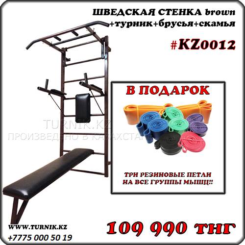 ШВЕДСКАЯ СТЕНКА brown турник+брусья+скамья, фотография 1