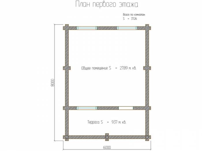 Дачный дом 6х8 D200 мм, фотография 6