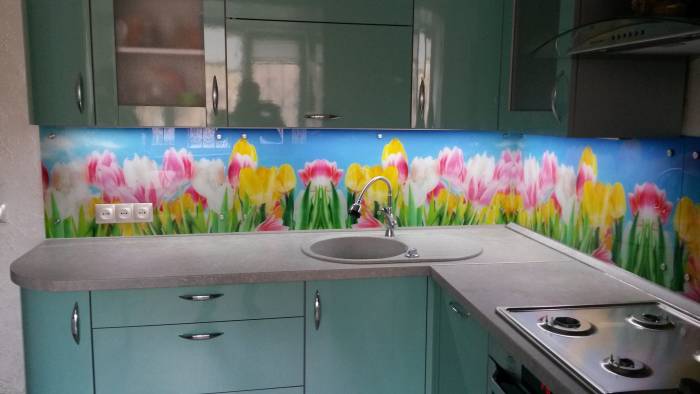 Фартуки для кухни из стекла в Алматы. Скинали, фотография 2