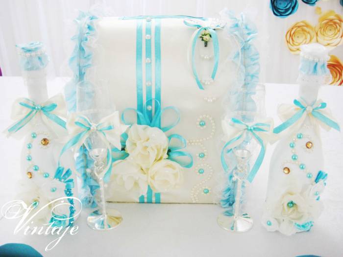 декор шампанского на свадьбу, фотография 1