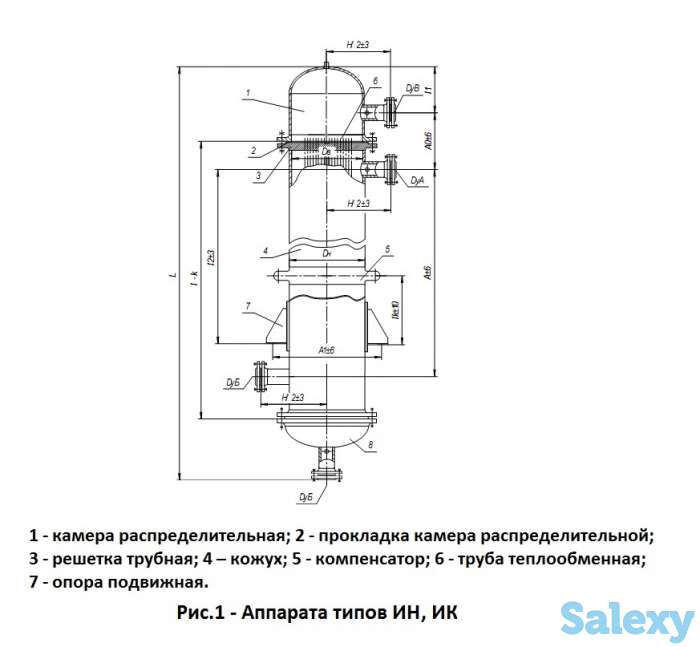 Испарители с неподвижными трубными решетками типа ИН, ИК с условным давлением от 1,6 МПа до 6,3 МПа, фотография 2