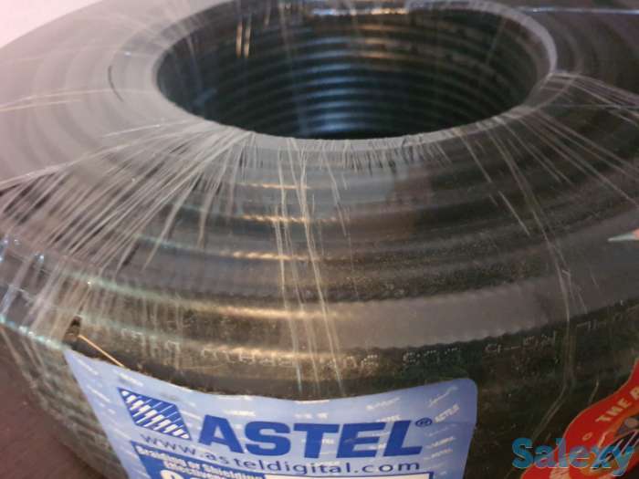 Кабель телевизионный для телевидения провод шнур RG-6, 92м черный, фотография 1